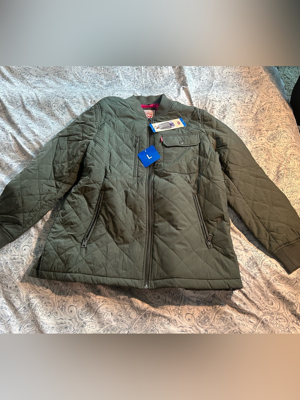 Levi's women’s Quilted Olive Green Puffer Jacket